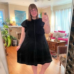 Anthropologie 2X Maeve black Deena Mini Dress